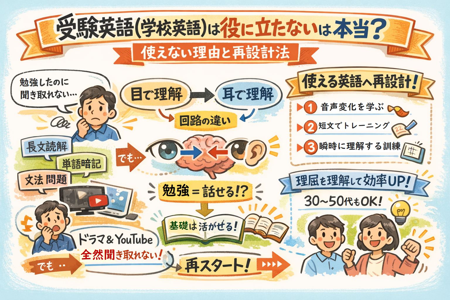 受験英語（学校英語）は役に立たないは本当？使えない理由と再設計法